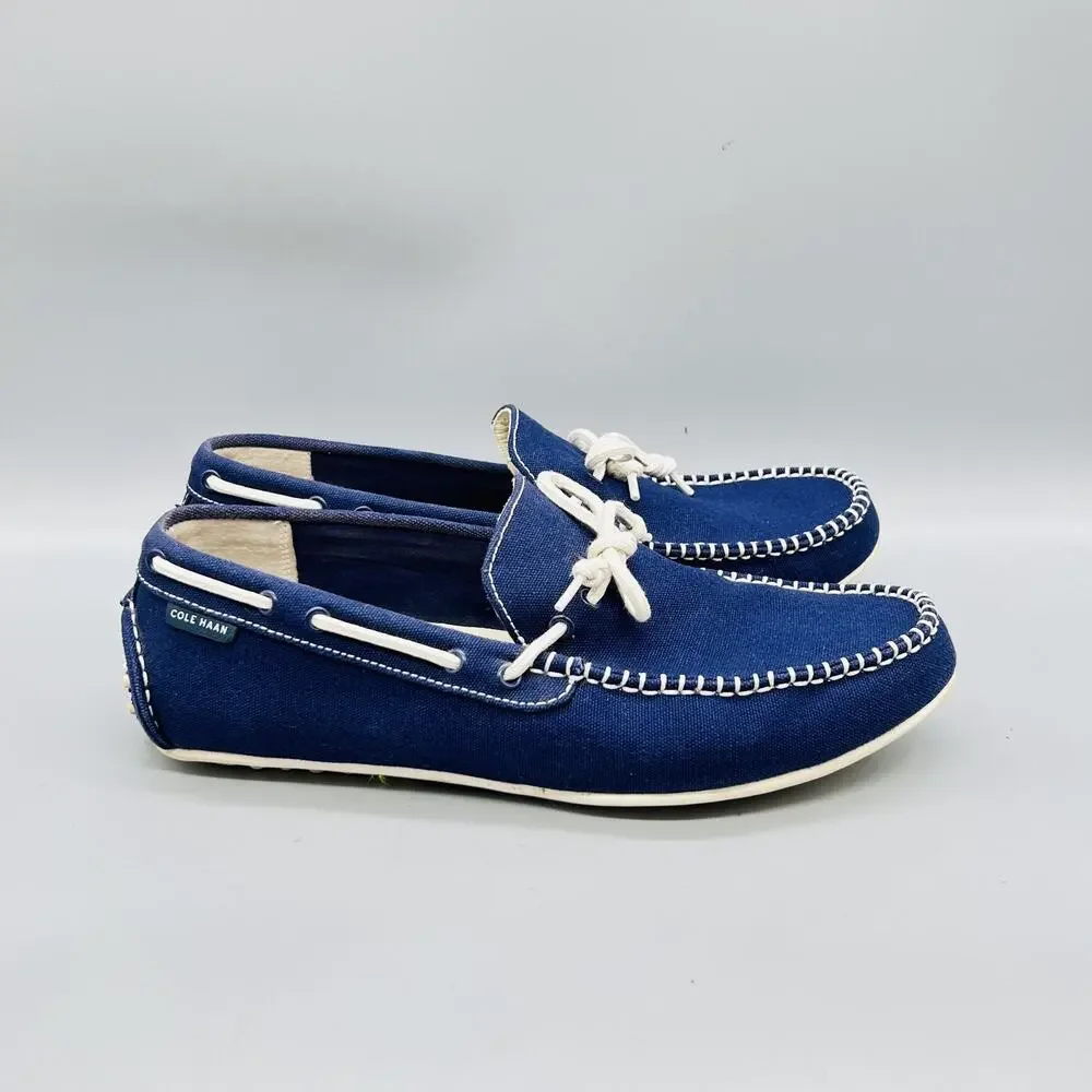 Cole Haan Shoes Mens 10.5 Blue Canvas Grand OS Boat Moc Loafers Casual Comfort